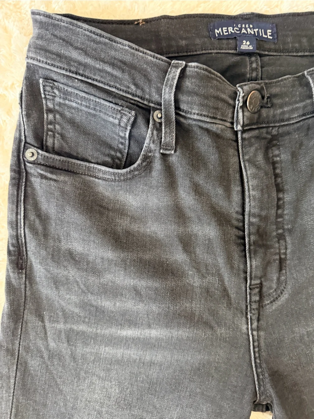 J.Crew Mercantile distressed faded black stretch high rise skinny jeans 26